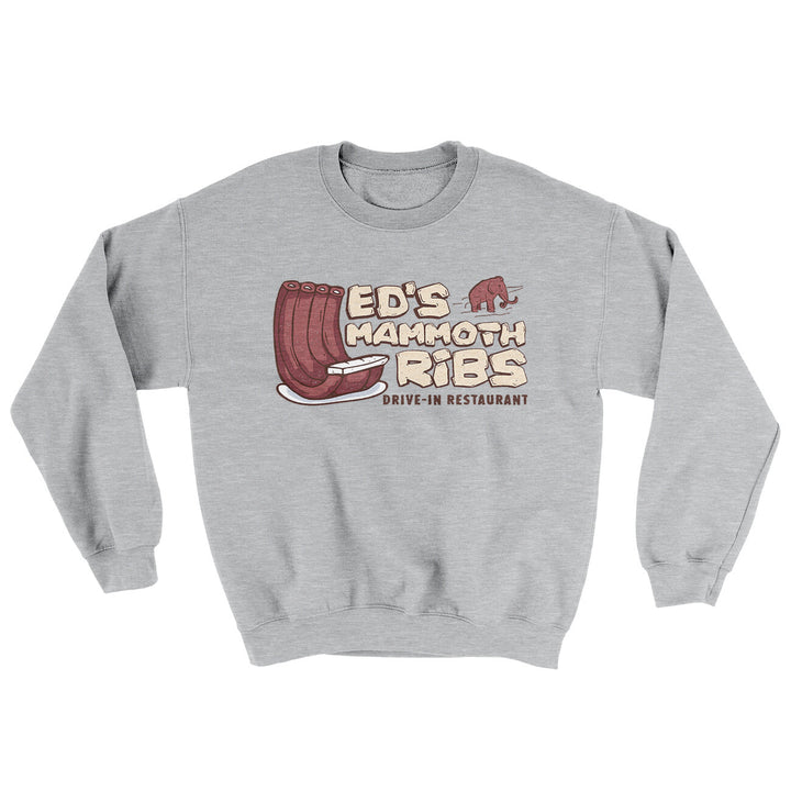 Ed's Mammoth Ribs Ugly Sweater Crewneck Sweatshirt 50/50 Cotton Poly Blend
