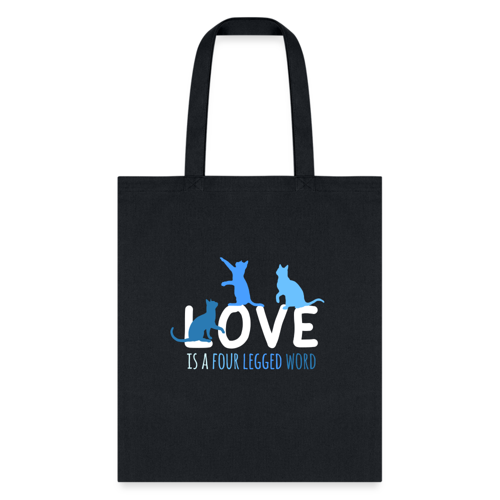 Love is a Four Legged Word Cats Tote Bag - Cute Cat Lover Canvas Tote