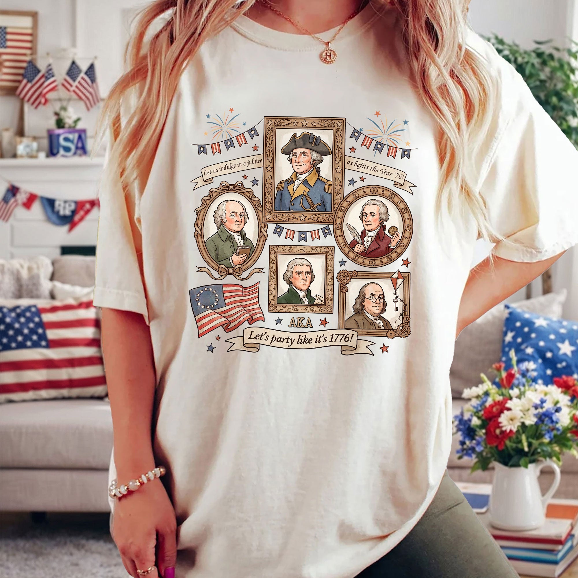 1776 Founding Fathers Patriotic T-Shirt Vintage USA History Design Men's