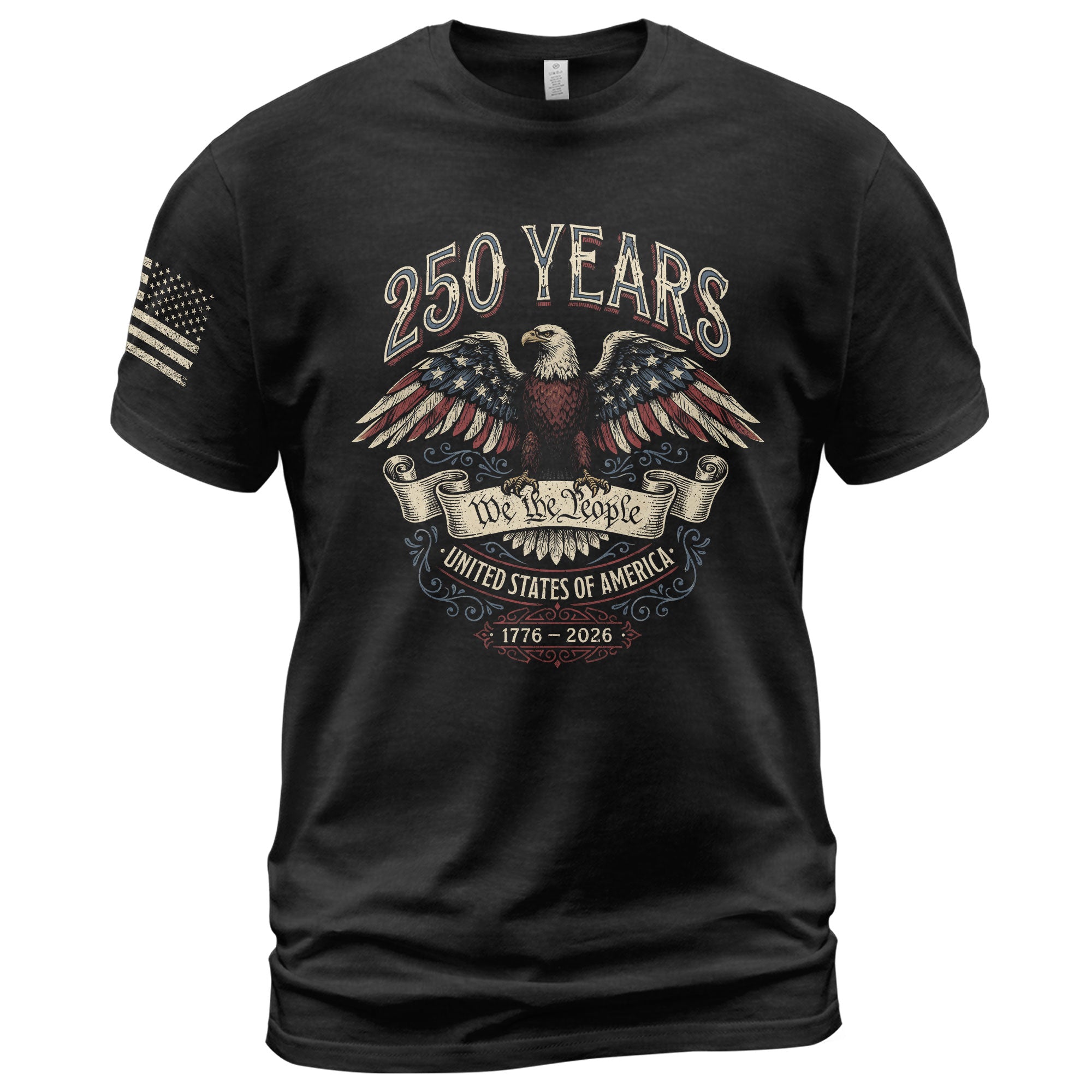 250 Years America Anniversary T-Shirt 1776-2026 American Eagle Past Present Design