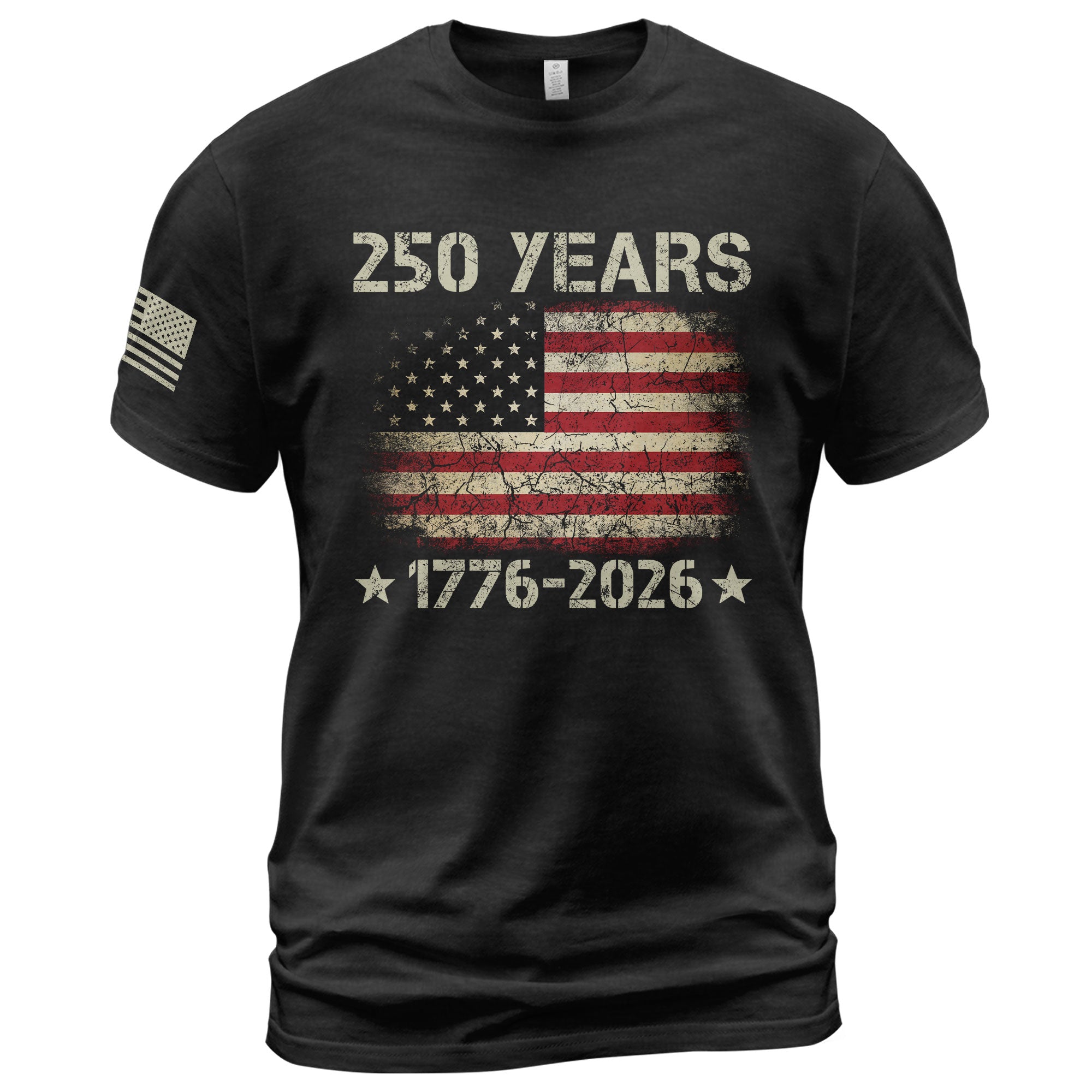 250 Years American Independence T-Shirt 1776-2026 Vintage USA Flag Patriotic Graphic