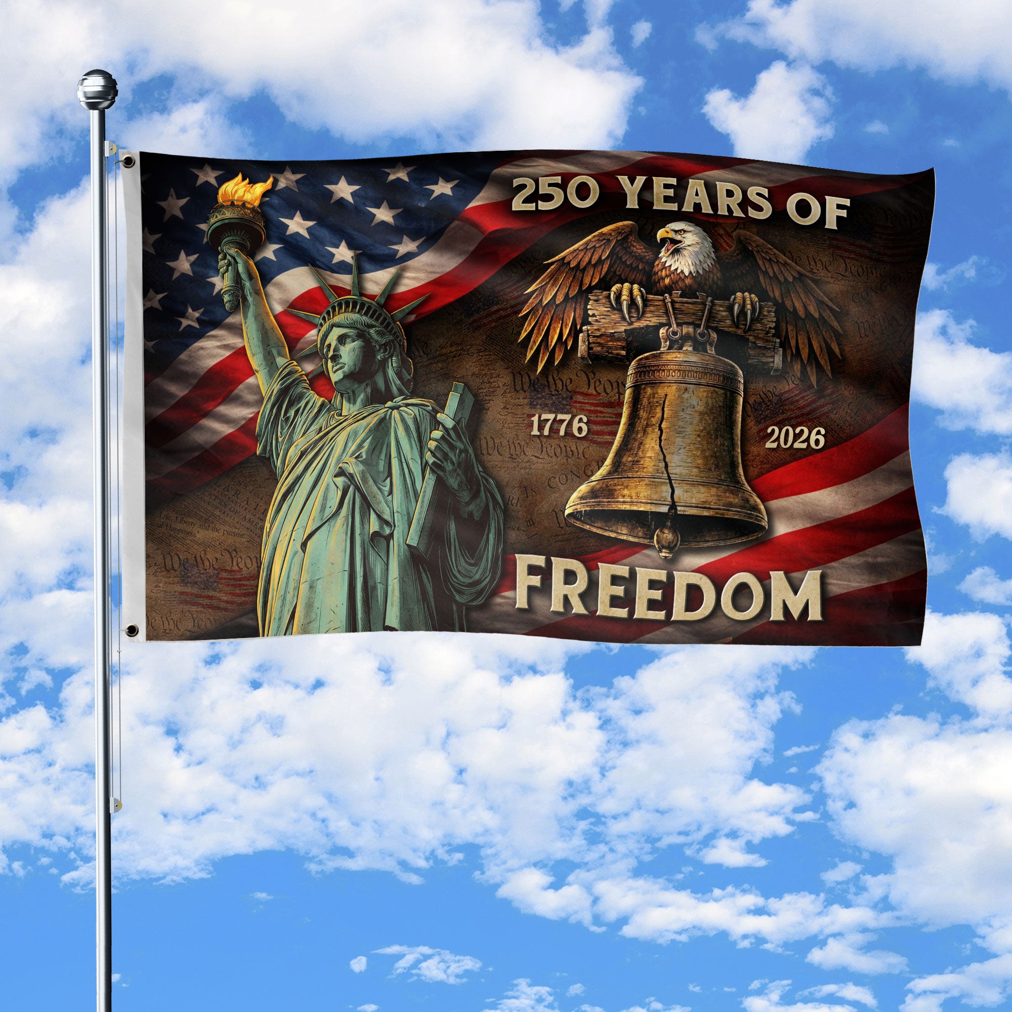 250 Years of Freedom Double-Sided House Flag 1776-2026 Patriotic American Decor