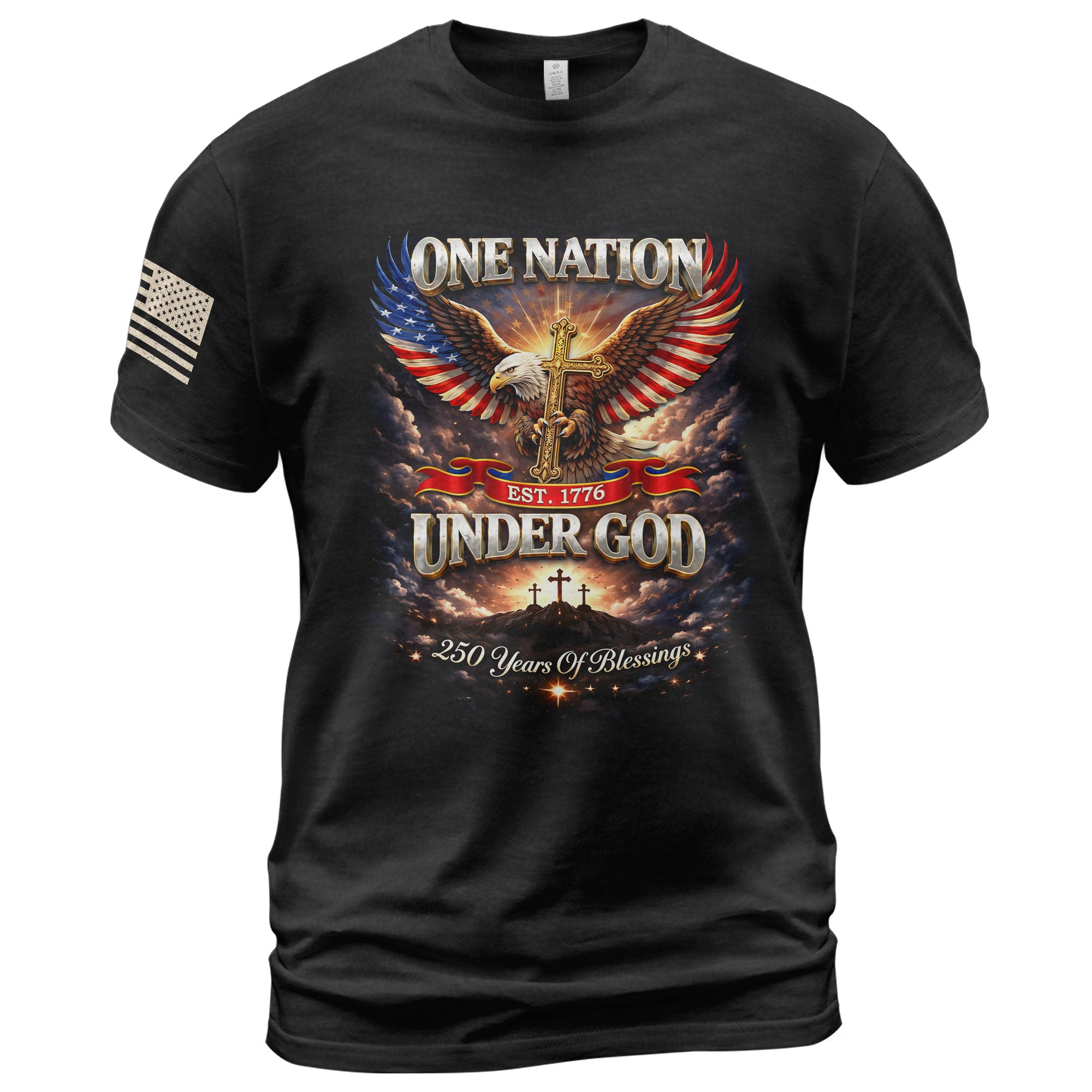 America 250th Anniversary 1776-2026 T-Shirt Eagle Cross Patriotic Graphic Tee