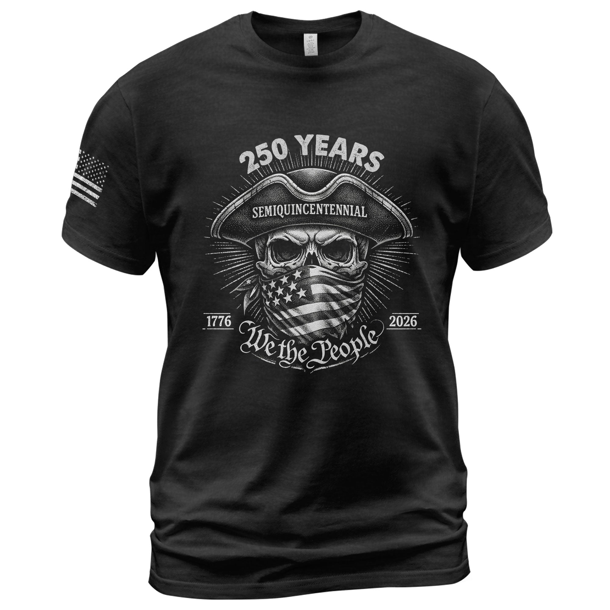 America 250th Anniversary T-Shirt 1776-2026 We The People Patriot Skull Graphic