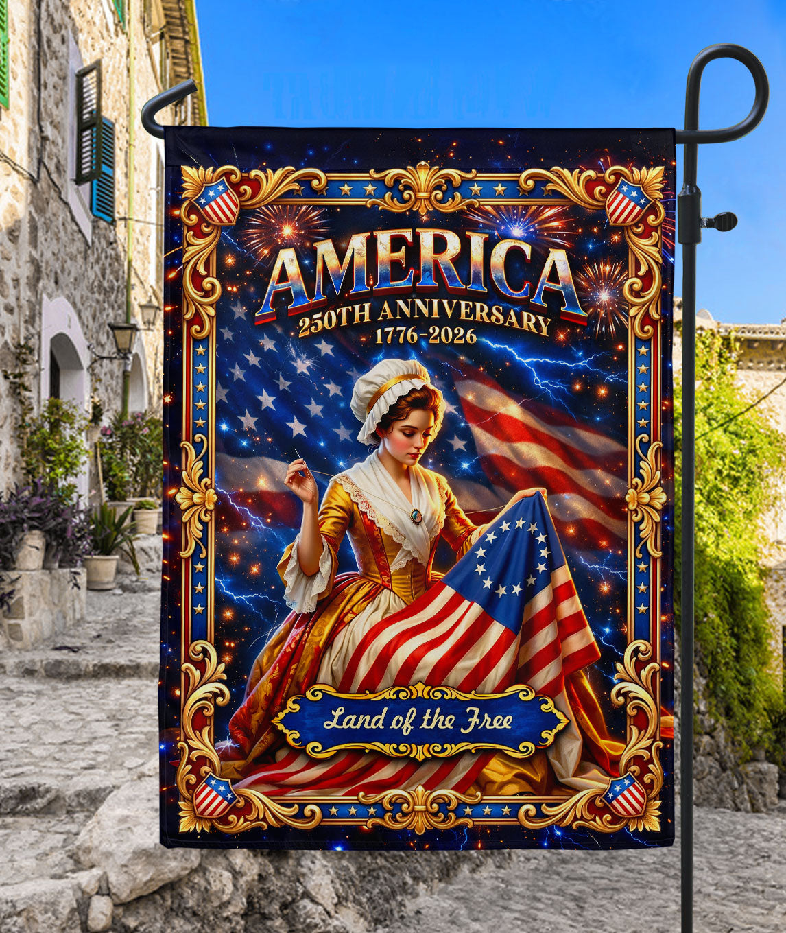 Betsy Ross Patriotic Garden Flag America 250th Anniversary 1776 Land of the Free