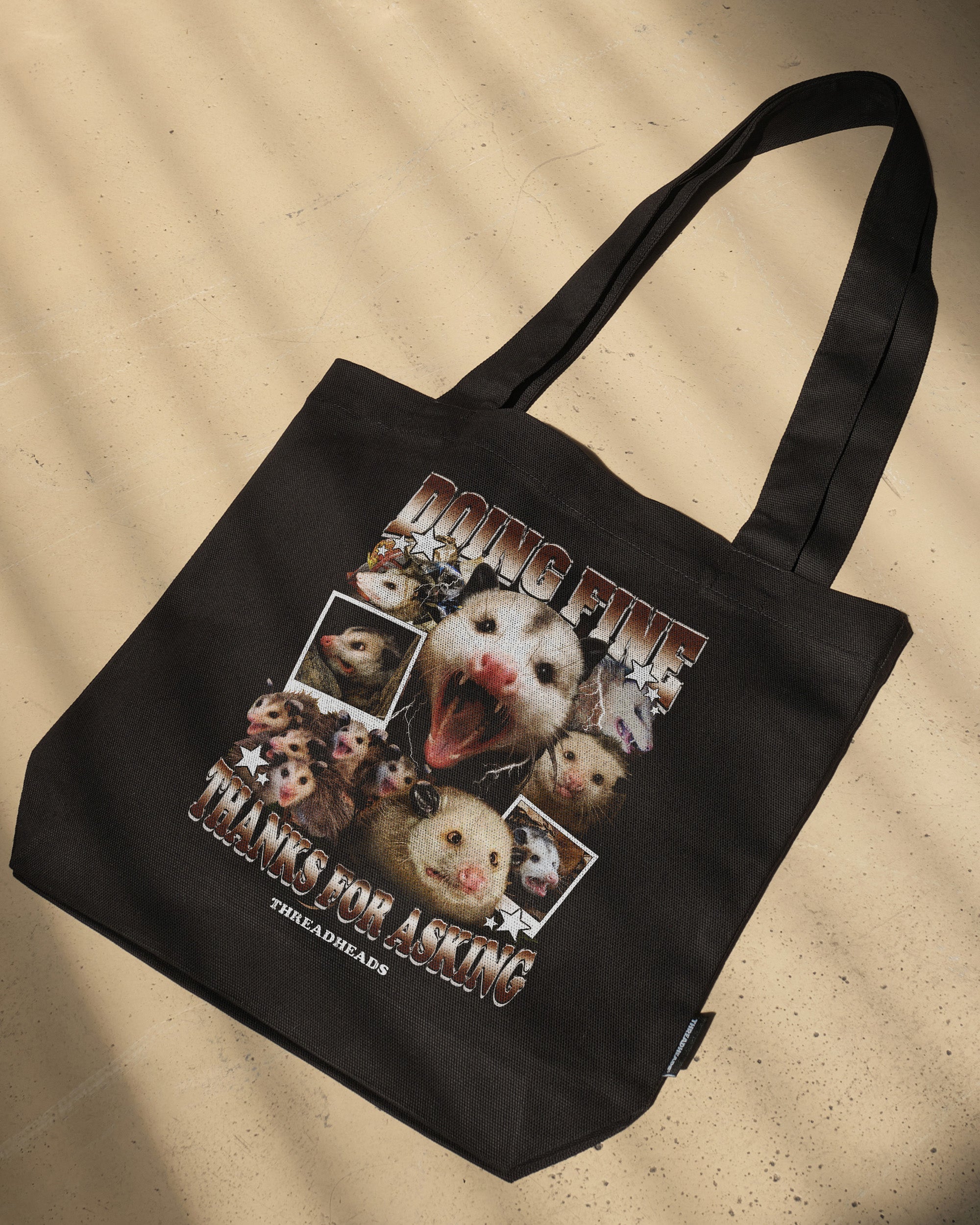 Doing Fine Opossum Tote Bag - Premium 100% Cotton Canvas