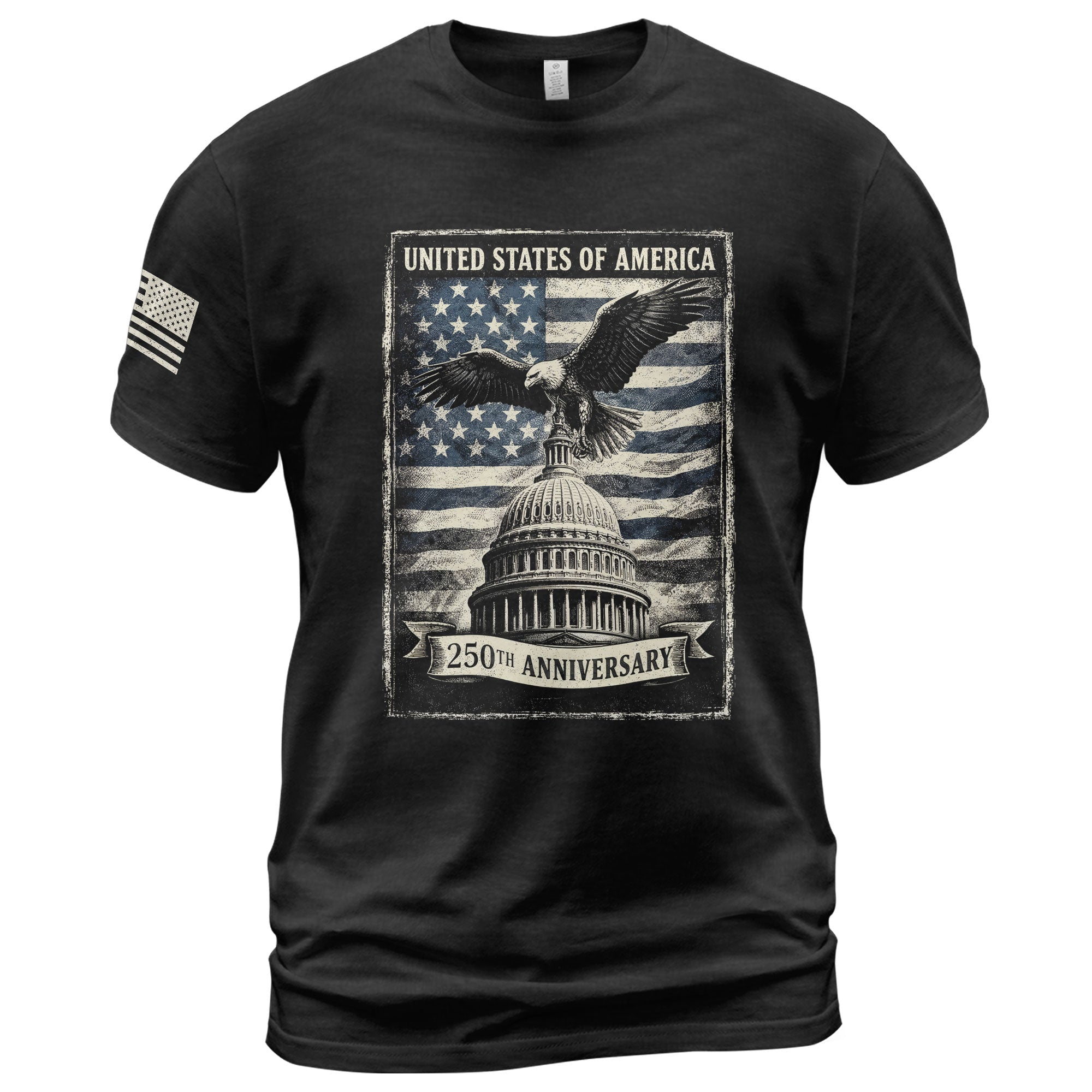 Men's 250th America Anniversary 1776-2026 Patriotic T-Shirt Retro Eagle Capitol Graphic