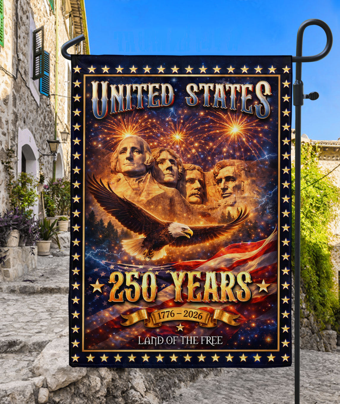 United States 250 Years Garden Flag Mount Rushmore Eagle 1776 2026 Patriotic Yard