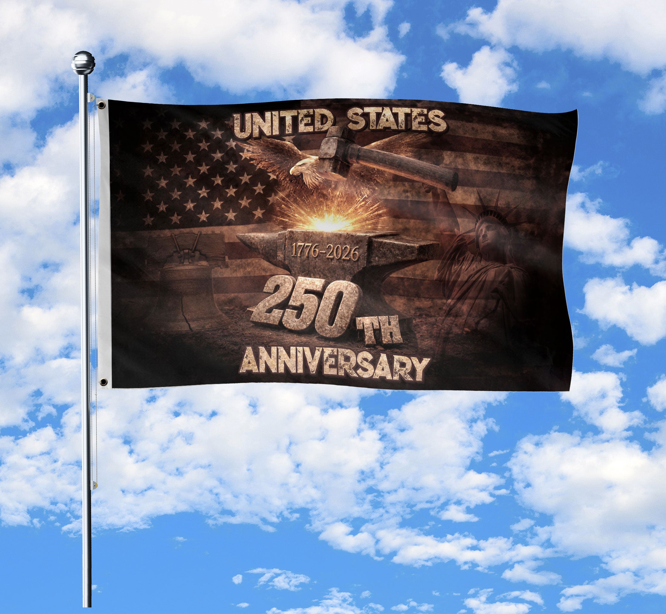 United States 250th Anniversary Flag 1776-2026 Double-Sided Outdoor Garden Polyester