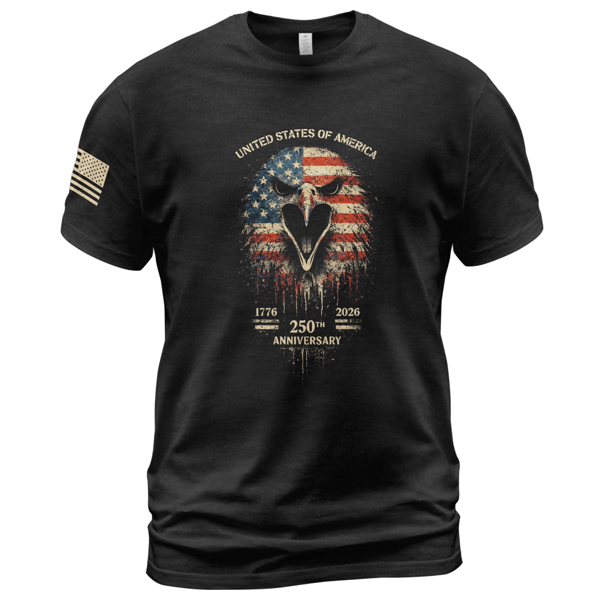 USA 250th Anniversary 1776-2026 T-Shirt with American Flag and Eagle Patriotic Design