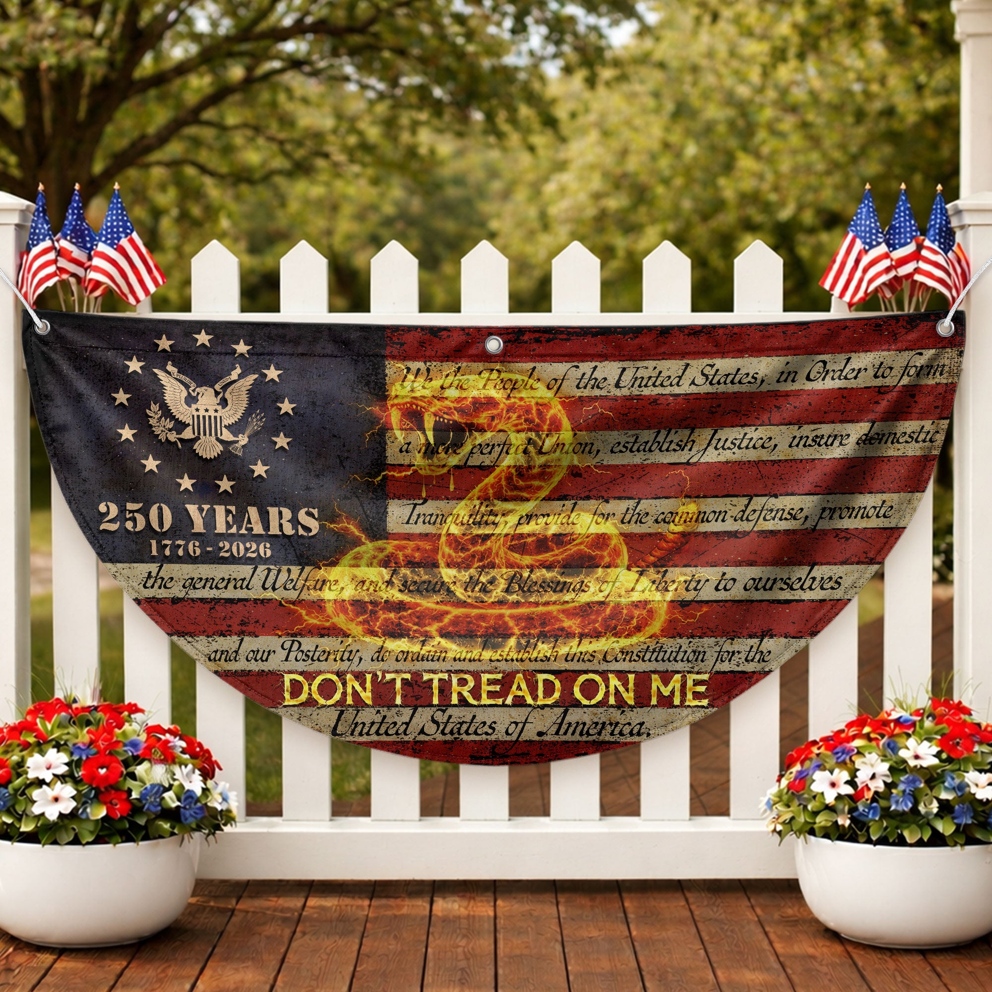 USA 250th Anniversary Fence Flag 1776-2026 Patriotic American Banner
