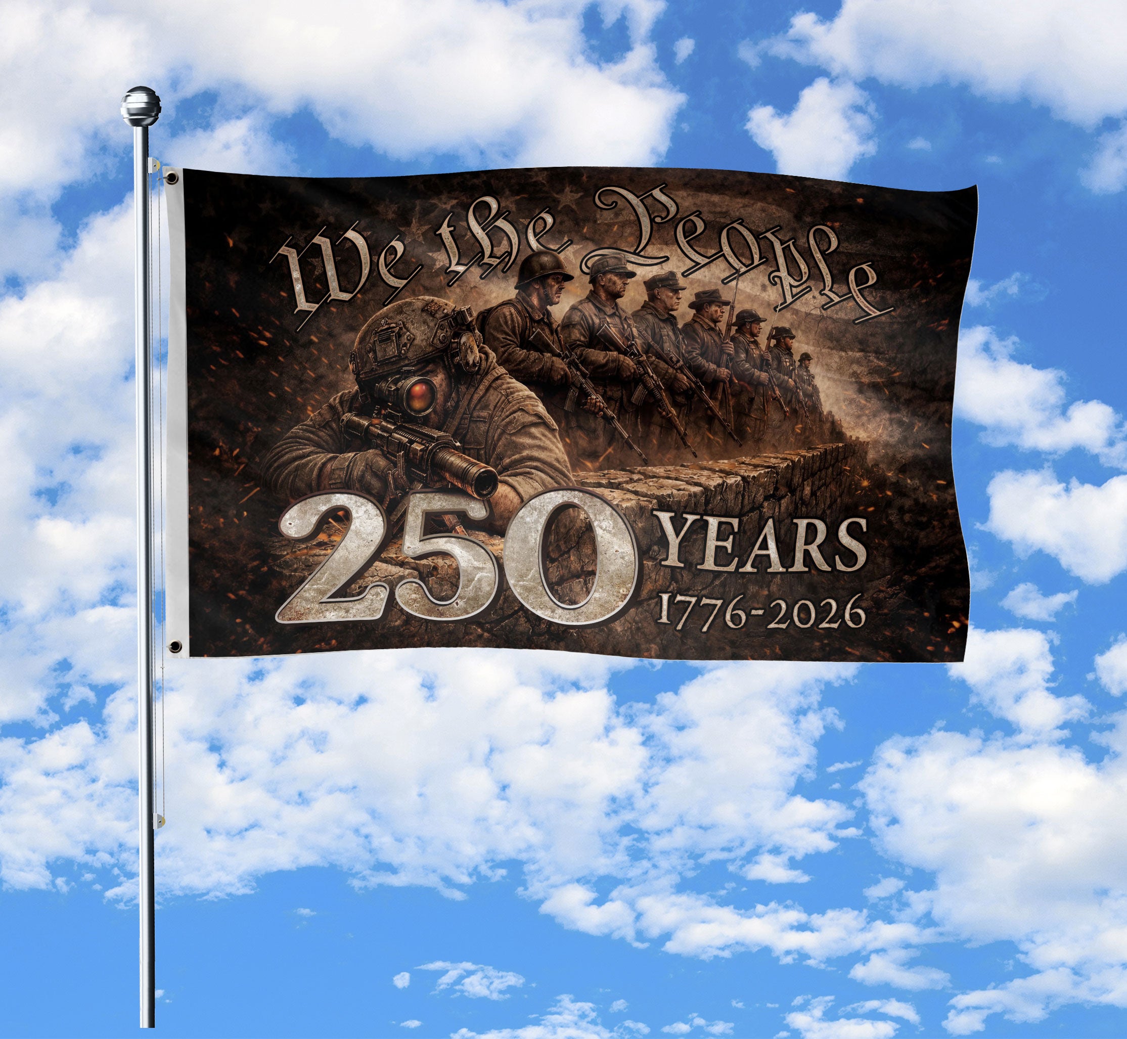 USA 250th Anniversary Flag 1776-2026 with American Eagle Patriotic Heritage Design