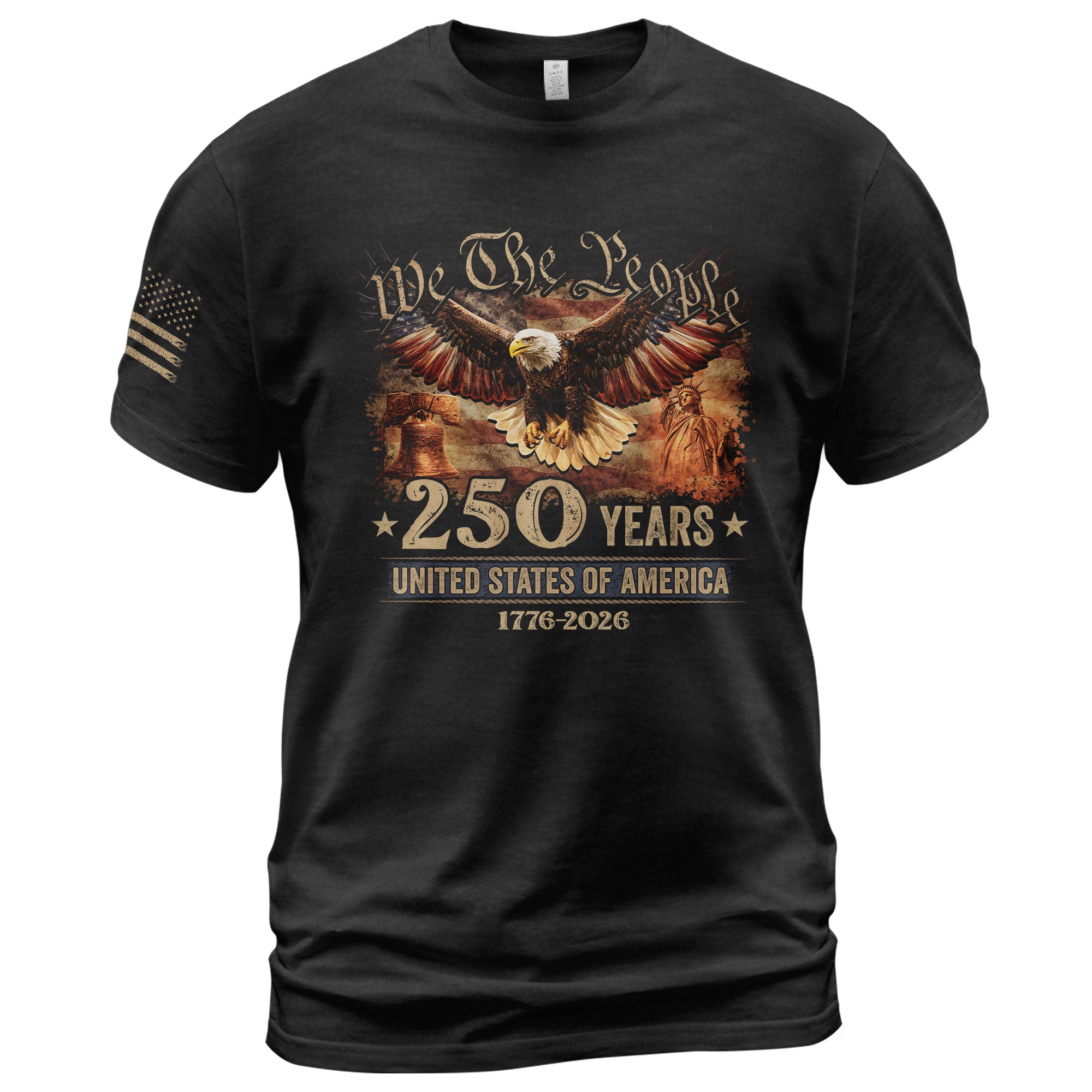 USA 250th Anniversary Patriotic T-Shirt 1776-2026 Eagle Liberty Bell Statue of Liberty