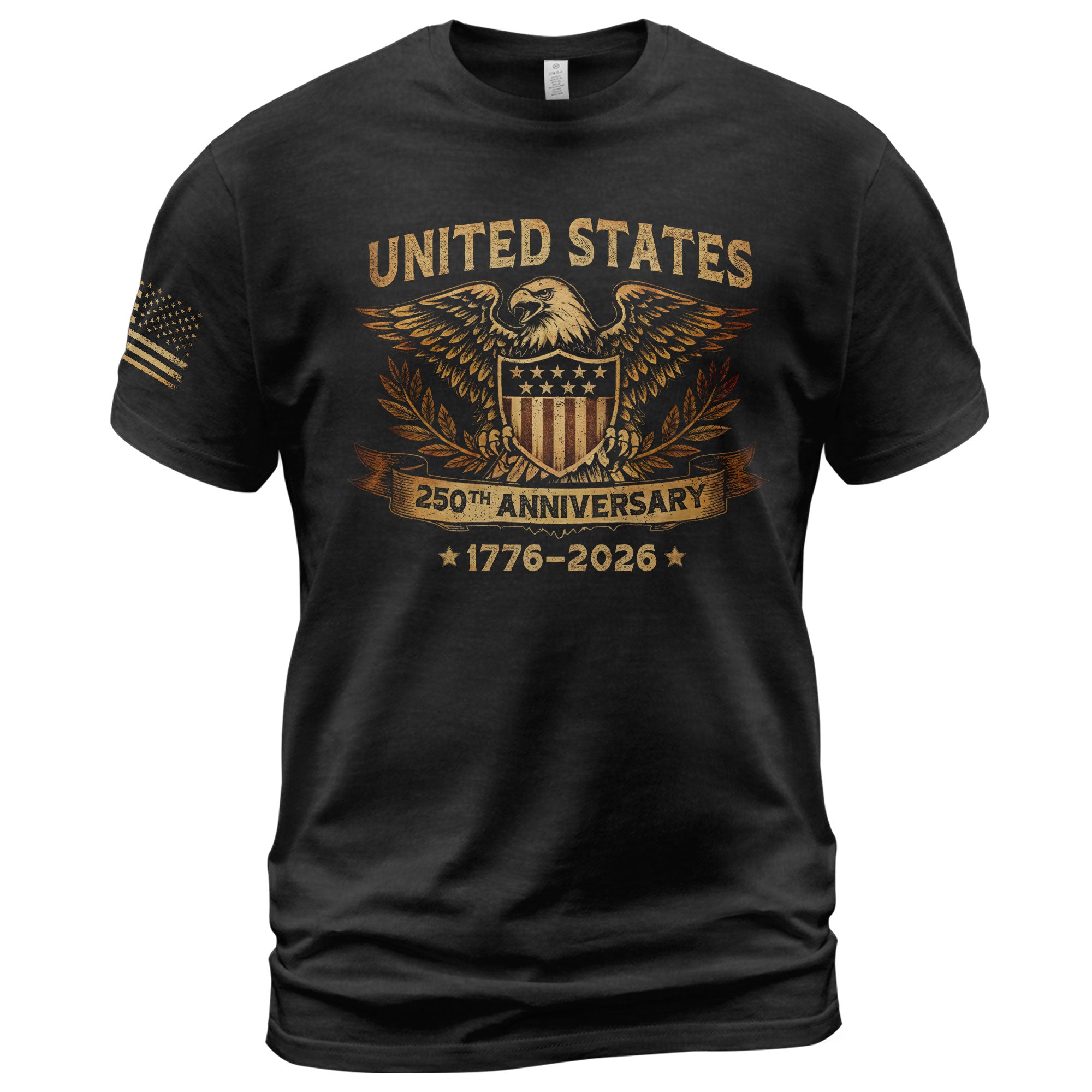 USA 250th Anniversary T-Shirt 1776-2026 Patriotic Eagle Shield Laurel