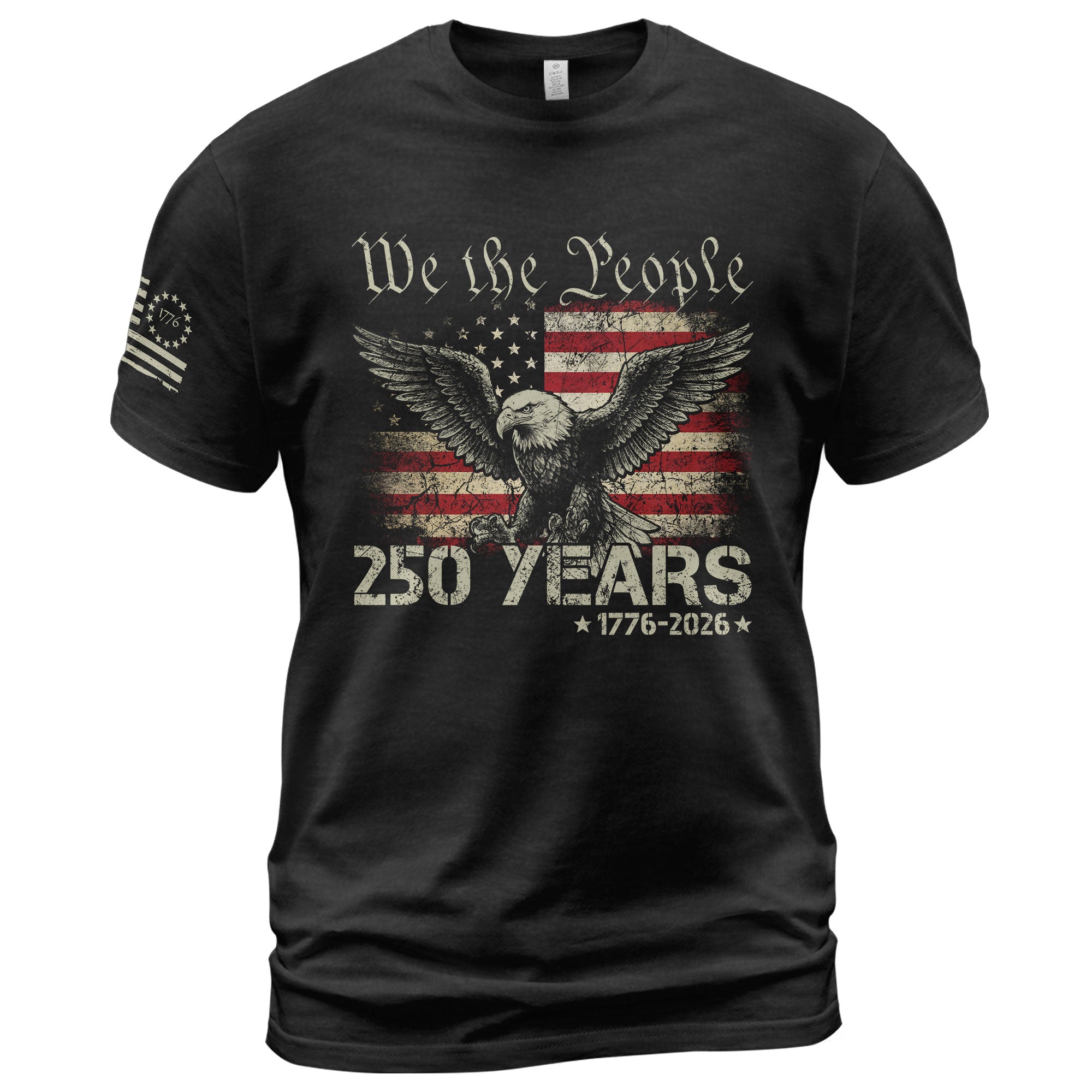 USA 250th Anniversary T-Shirt 1776-2026 Winged Eagle Distressed Flag Patriotic