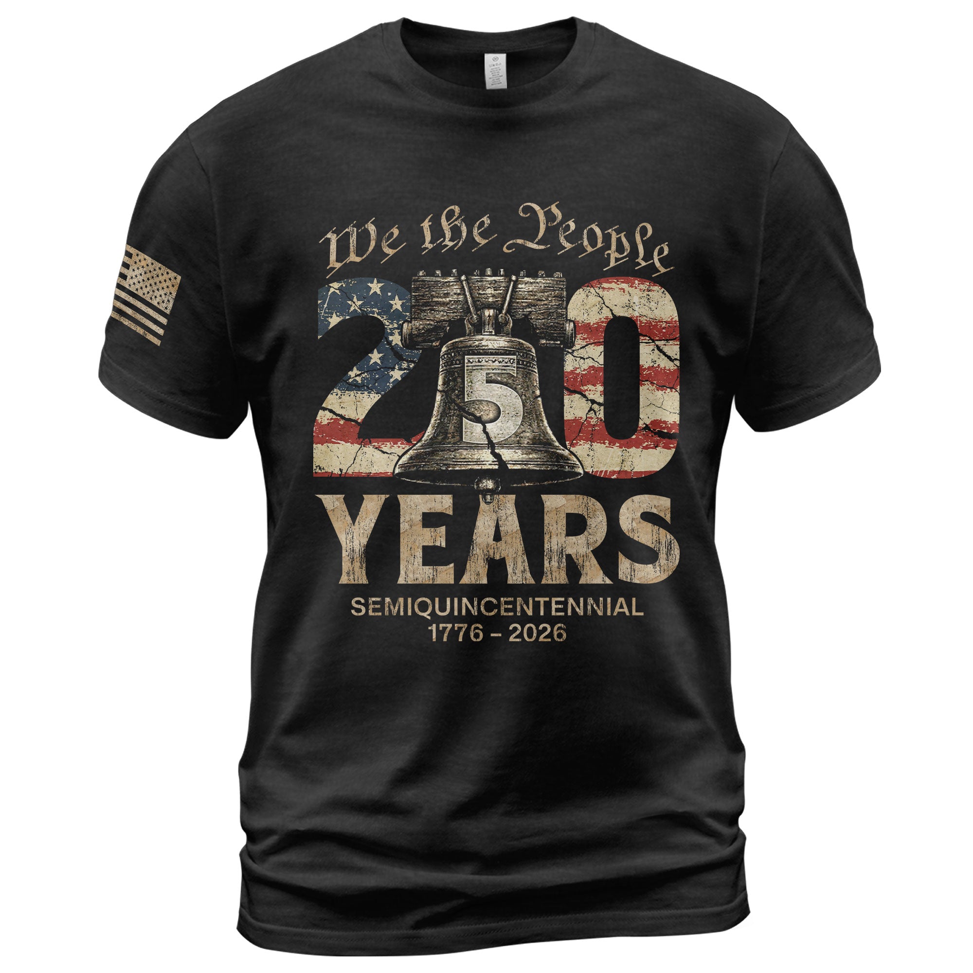 USA 250th Anniversary T-Shirt Men Liberty Bell We The People Patriotic 1776-2026