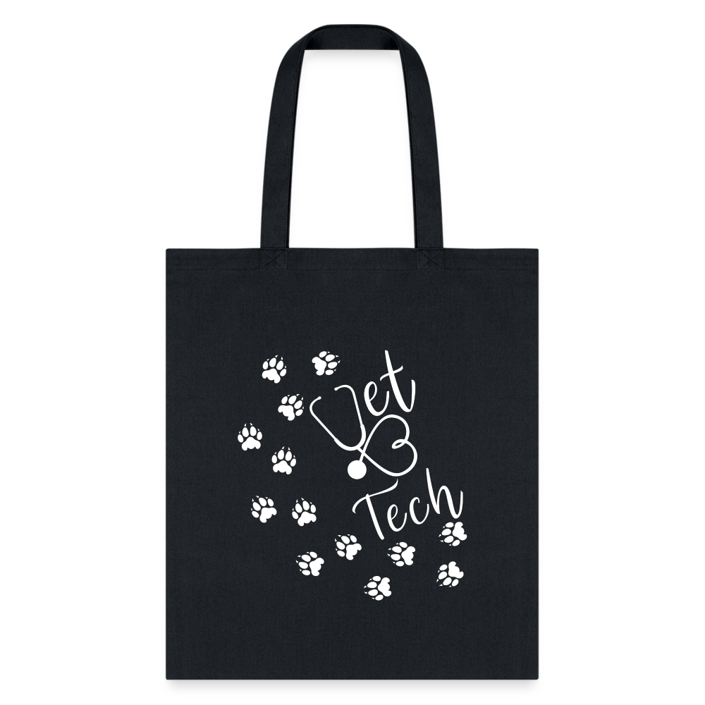 Vet Tech Paw Prints Stethoscope Tote Bag - 100% Cotton Canvas 15.5x14.5 inches