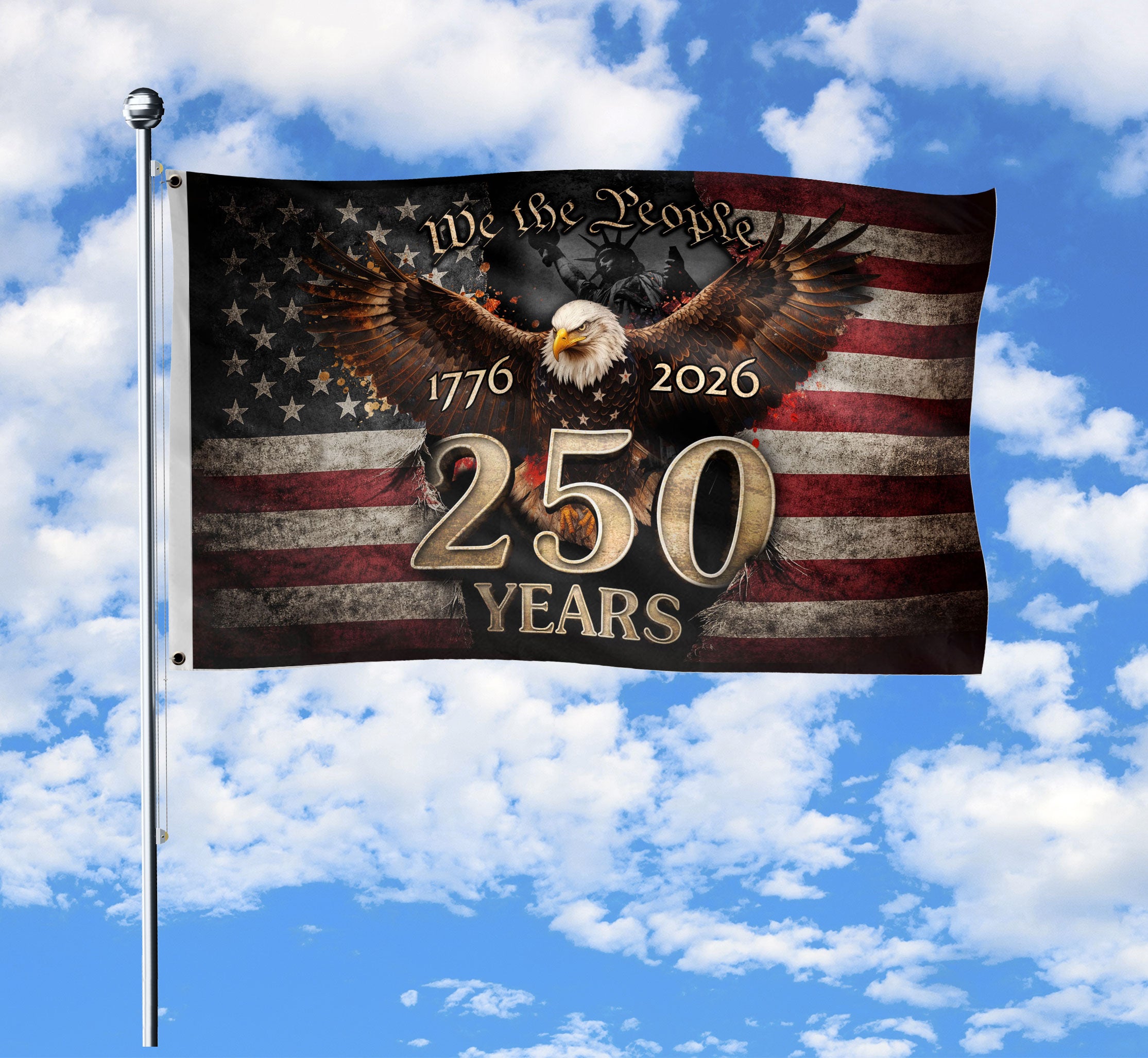 We The People 250 Years American Flag 1776-2026 Eagle Patriotic Decor